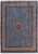 Sky blue Persian Sarouk rug with ivory floral border and burgundy central medallion, full overhead view