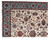 Corner detail of hand-knotted wool pile with brick red palmettes on a warm ivory field