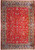 Deep red Persian Tabriz rug with all over floral field and black palmette border