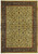 Full overhead view of ivory Persian Tabriz rug with dense all-over floral field and navy border