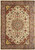 6x10 Persian Tabriz rug with rose medallion, rust spandrels and blush floral border in ivory wool