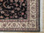 Corner detail showing triple border, sage guard stripe, rose inner band and white cotton fringe
