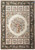 Full overhead view of 12' x 18' ivory Chinese needlepoint rug with black floral border