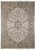Full overhead view of ivory Persian Kashan rug with blue floral medallion and taupe border