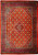 Overhead studio view of red Persian Josheghan rug with all over Herati lattice and diamond medallion