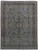 Sage green Persian Kashan rug with ivory rosette medallion and dense all over floral field