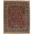 8x10 burgundy Oriental wool rug with all-over floral field, navy border and ivory guard stripes