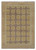Golden beige roundels repeat across the plum-brown field of this hand-knotted wool area rug