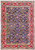 Overhead view of 8' x 11'5" Persian Tabriz rug with violet blue field and red border