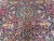Turquoise medallion close-up with orange palmettes, bowls, songbirds and salmon vine scrolls on midnight blue