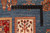 Ruler placed on the blue pile showing knot density of the fine hand-spun wool weave