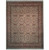 Sage and burgundy 8'2 x 10'3 Pakistani Oriental rug shown flat with ivory fringe and floral border