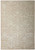 Neutral coffee flat weave Aubusson rug with ivory urns and scrolling vine lattice, fold lines visible
