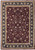 Burgundy Oriental rug with all-over floral field and black Tabriz-design border, photographed flat overhead