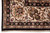 Beige main border corner with green split leaves, red blossoms and black guard band