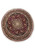 Burgundy and black round Oriental rug with ivory floral border and central ivory medallion