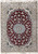 Full overhead view of 6'5" x 10' Persian Nain rug with red field and blue medallion
