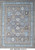 Gray Oushak rug with sky blue border, blue, brown and ivory floral motifs throughout