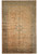 Full view of 11'2 x 16'5 Persian Tabriz rug with copper field and teal border