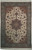 Ivory field Persian Tabriz rug with sea green border and brown floral medallion, wool and silk