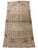 Full flat view of antique Oushak rug with symmetrical medallion layout and key fret border
