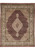 Ruby burgundy Mahi Tabriz design rug with ivory center medallion, herati fish field and floral border