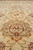 Low angle detail of a large lotus palmette in cream, red and soft blue tones