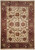 Ivory Soltanabad rug with burgundy floral border and gold palmettes, full overhead view