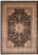 Black field Tabriz design rug with ivory floral borders and central cream medallion, overhead view