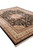 Corner to corner perspective of large black and ivory floral area rug with cotton fringe