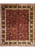 Burgundy all-over floral field framed by black and ivory borders in this hand-knotted Oriental rug