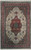 Ivory field Persian Tabriz rug with brick red lobed medallion and salmon pink floral border