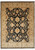 Black field Ziegler rug with ivory border, apricot palmettes and sage vines, 9 x 12 size