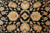 Macro of black ground with cream palmettes, peach blossoms and sage green leaf scrolls