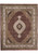 Ruby burgundy Mahi Tabriz design rug with ivory medallion and fine Herati fish pattern field