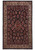 Full overhead view of 6'9" x 10'8" Persian Sarouk rug, black field and ivory floral border