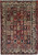 Full view of 10 x 13 Persian Bakhtiar garden panel rug with burgundy, navy and ivory compartments
