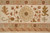 Border macro showing 8 petal ivory rosette flanked by olive and tan oak leaves