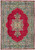 Deep pomegranate red Persian Kerman rug with ivory floral medallion and green blue floral borders