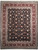 Black field 8x10 Oriental rug with burgundy floral border, ivory guards and all-over rosette design