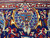 Navy border detail with a blue urn of flowers set in an ivory cartouche