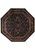 8' x 8' octagonal Indian rug photographed flat, navy field framed by burgundy floral border