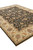 Corner perspective of new Indian wool rug with cream border and dark charcoal floral field