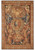 Roman Baroque tapestry rug with crowned sun face, cherubs and fleur-de-lis guilloche border, full view