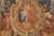 Central oval cartouche with 3 gold fleur-de-lis on navy beside a crimson tracery shield