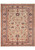 10' x 11'9" Oushak design rug shown flat, light green field with rust and navy palmettes
