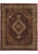 Full overhead view of 8'1" x 10'1" burgundy Tabriz Mahi rug with ivory floral border