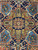 Detail of the navy and chartreuse stepped center medallion with small cross motif core