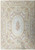 Ivory and gold Aubusson flat weave rug with oval rose medallion and scrolling acanthus border