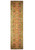 4'2 x 18'6 Indian wool runner rug shown flat with dusty rose field and olive borders